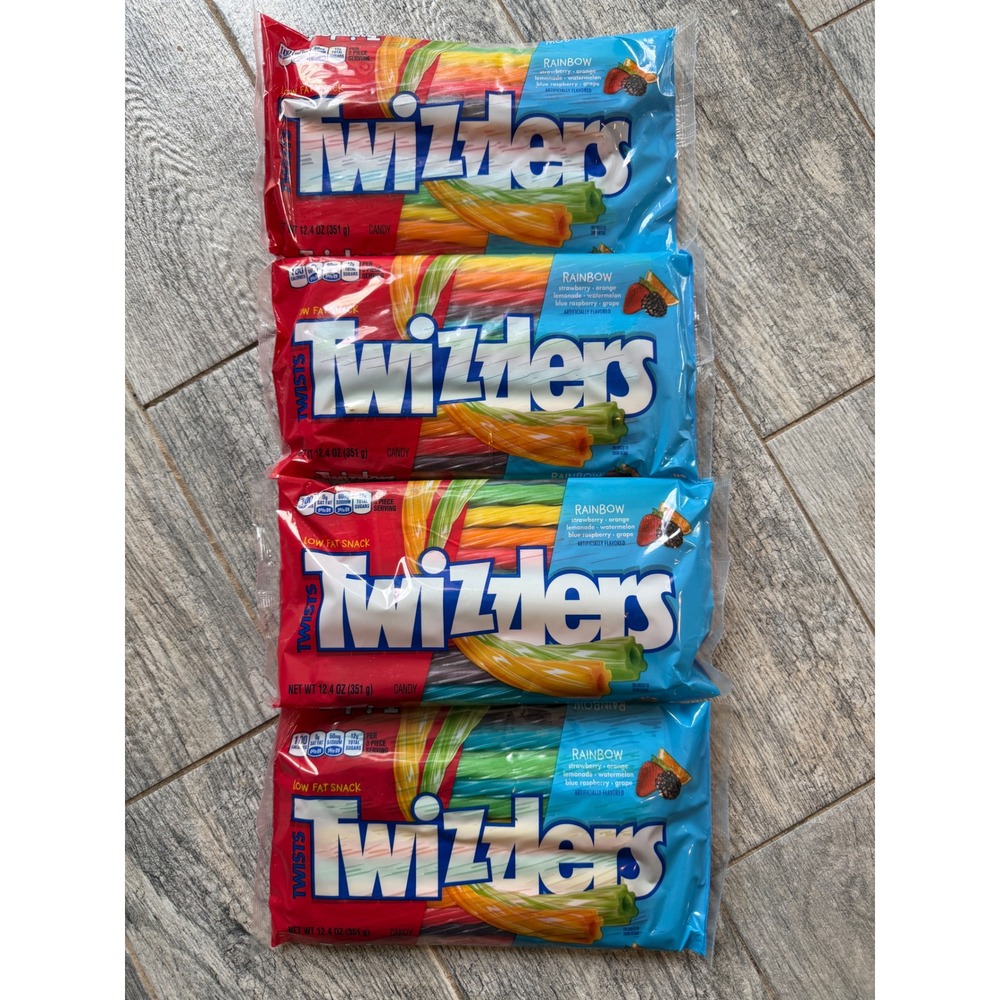 Twizzlers Rainbow Twists Candy 12.4oz 4-Pack Fruit Flavors Licorice Chewy 6/2026
